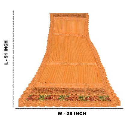 Sanskriti Vintage Dupatta Lange Stol Georgette Gule Slør Broderede Tørklæder