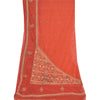 Sanskriti Vintage Dupatta Long Stole Net Mesh Orange Hand Beaded Wrap Veil
