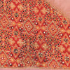 Sanskriti Vintage Dupatta Long Stole Net Mesh Orange Hand Beaded Wrap Veil