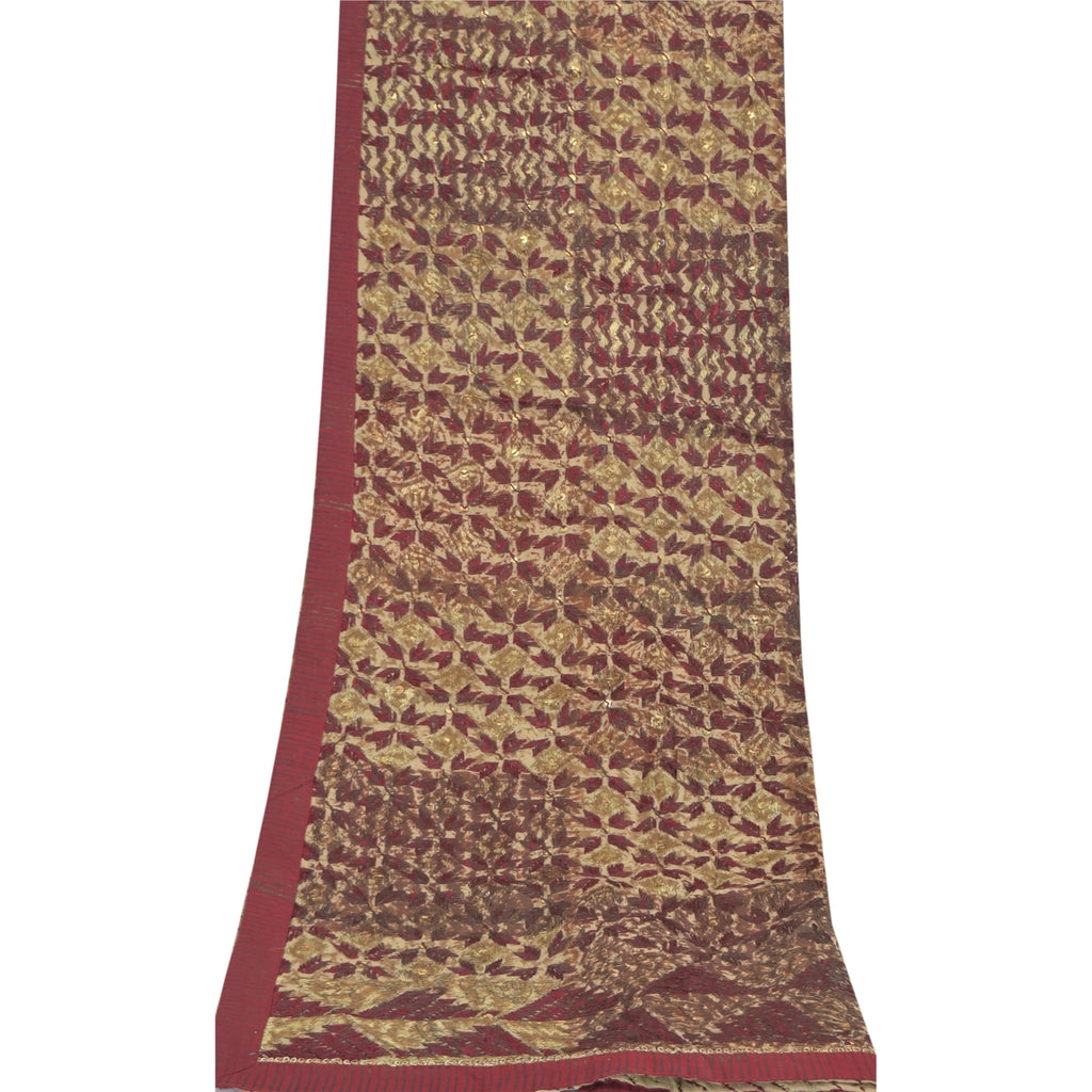 Sanskriti Vintage Dupatta Long Stole Pure Cotton Embroidery Bagh Phulkari Hijab