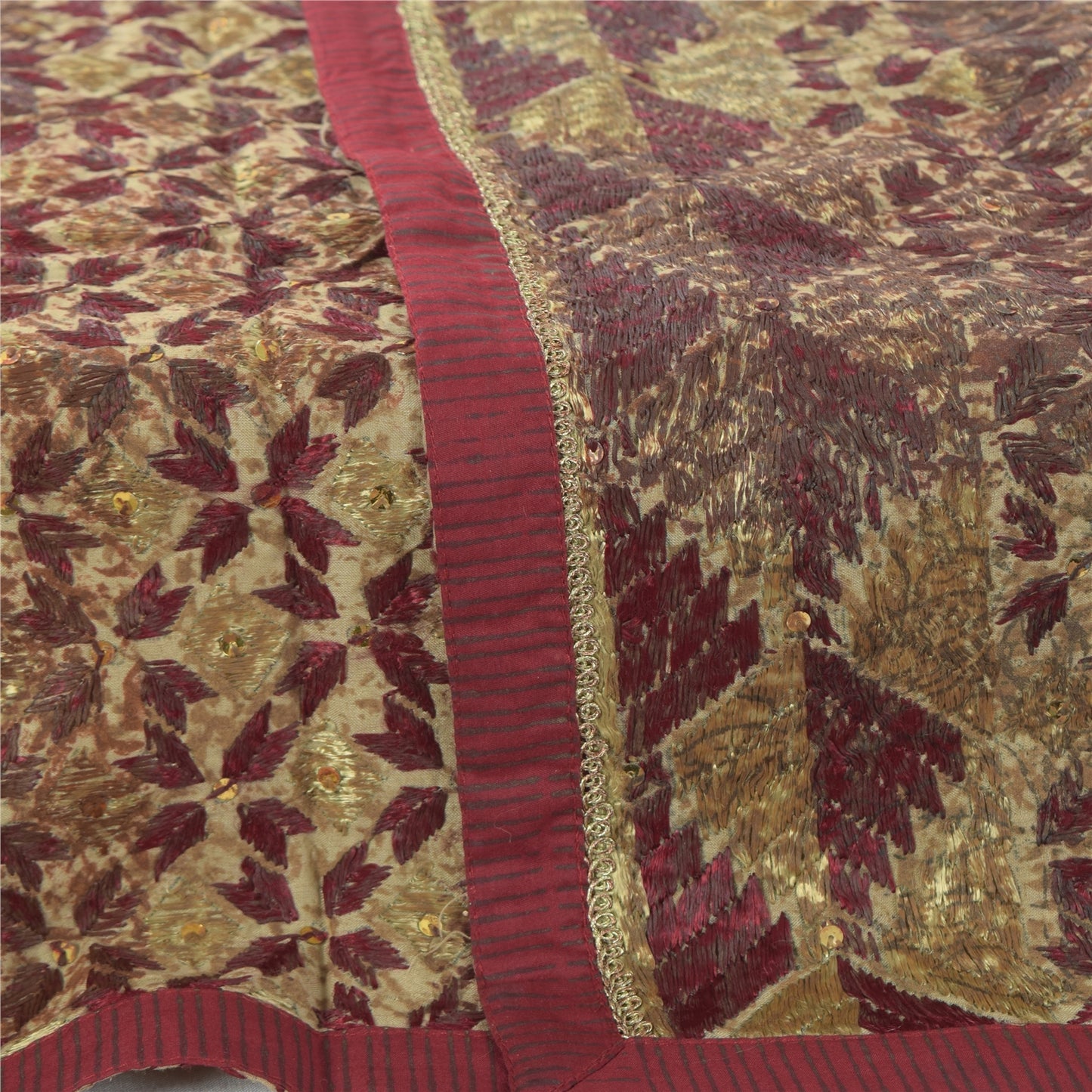 Sanskriti Vintage Dupatta Long Stole Pure Cotton Embroidery Bagh Phulkari Hijab