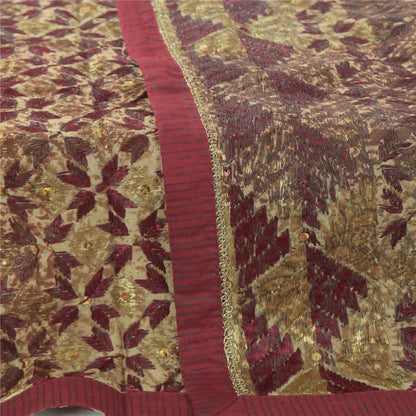 Sanskriti Vintage Dupatta Long Stole Pure Cotton Embroidery Bagh Phulkari Hijab