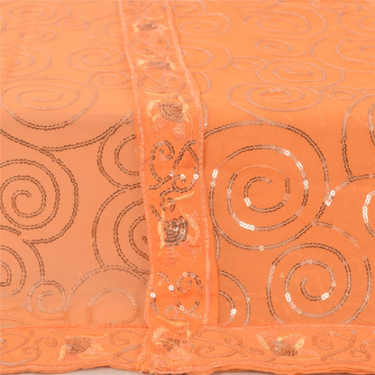 Sanskriti Vintage Orange Dupatta Long Stole Georgette Embroidered Wrap Soft Veil