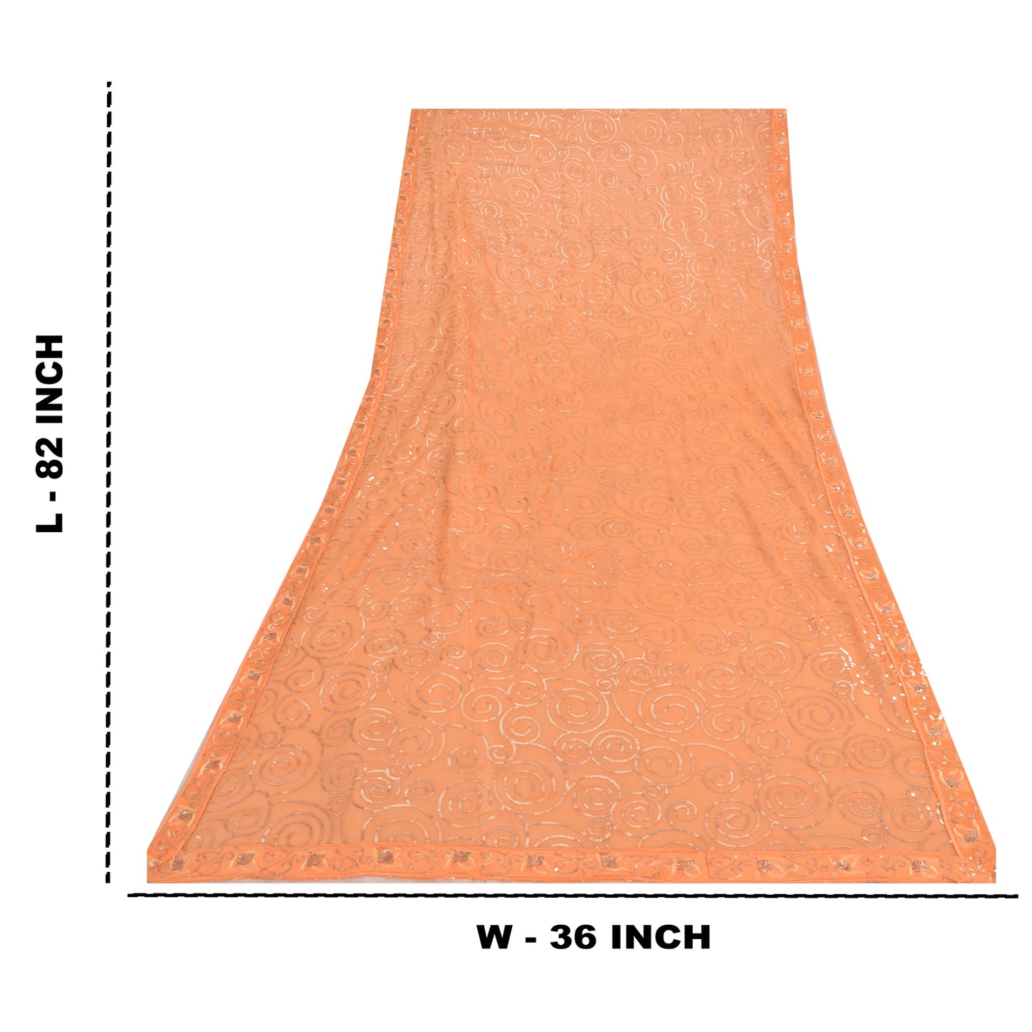 Sanskriti Vintage Orange Dupatta Long Stole Georgette Embroidered Wrap Soft Veil