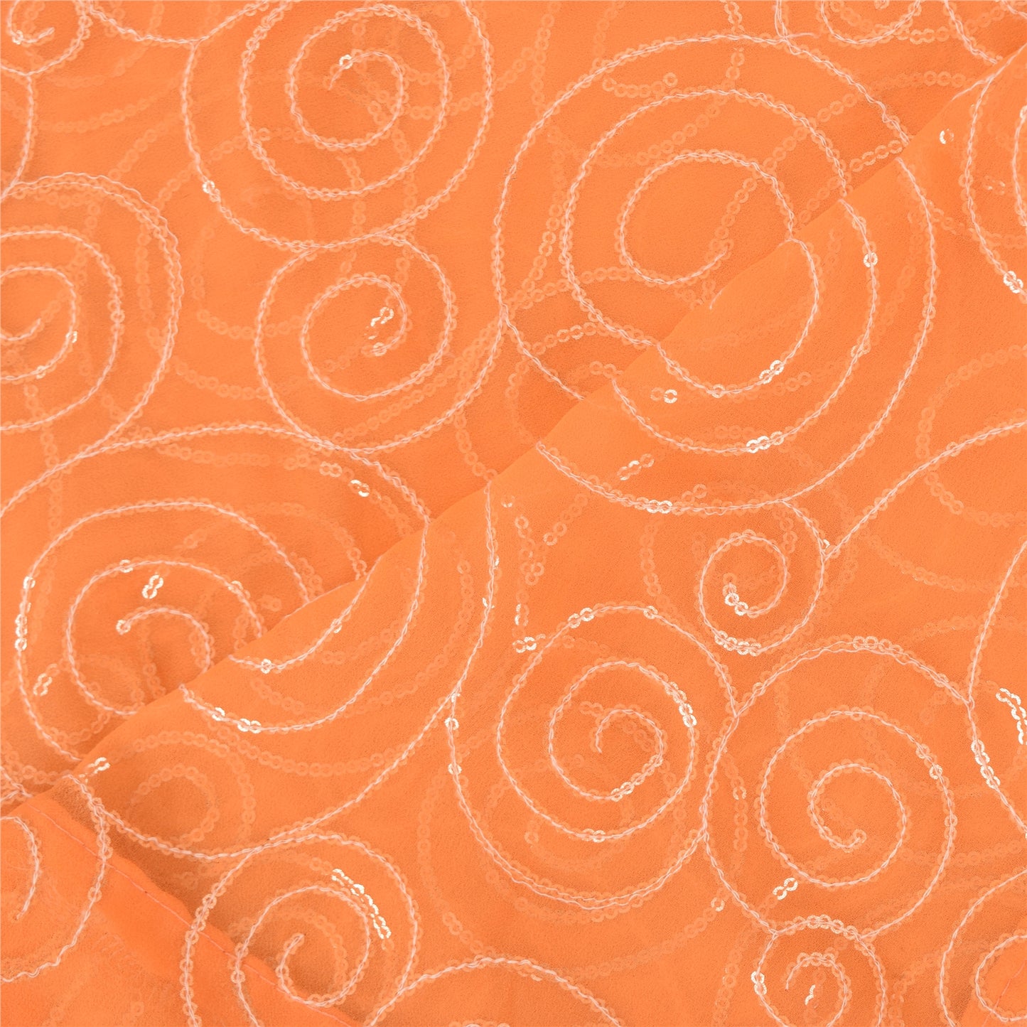 Sanskriti Vintage Orange Dupatta Long Stole Georgette Embroidered Wrap Soft Veil