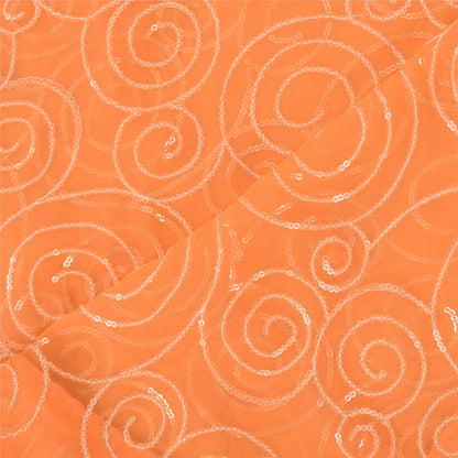 Sanskriti Vintage Orange Dupatta Long Stole Georgette Embroidered Wrap Soft Veil
