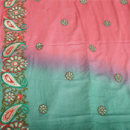 Sanskriti Vintage Dupatta Long Stole Cotton Brown Veil Hand Beaded Woven Scarves