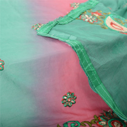 Sanskriti Vintage Dupatta Long Stole Cotton Brown Veil Hand Beaded Woven Scarves