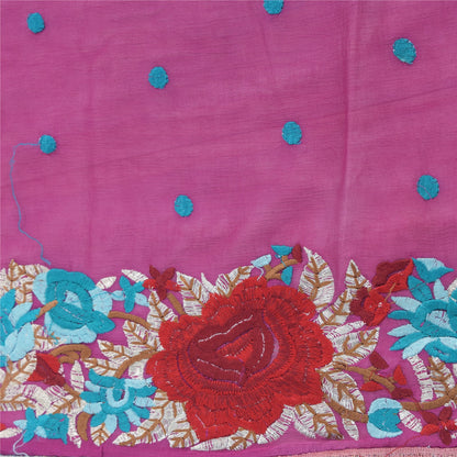 Sanskriti Vintage Dupatta Long Stole Chiffon Silk Purple Hijab Embroidered Wrap Scarves