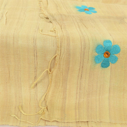 Sanskriti Vintage Green Dupatta Long Stole Pure Handloom Silk Embroidered Hijab