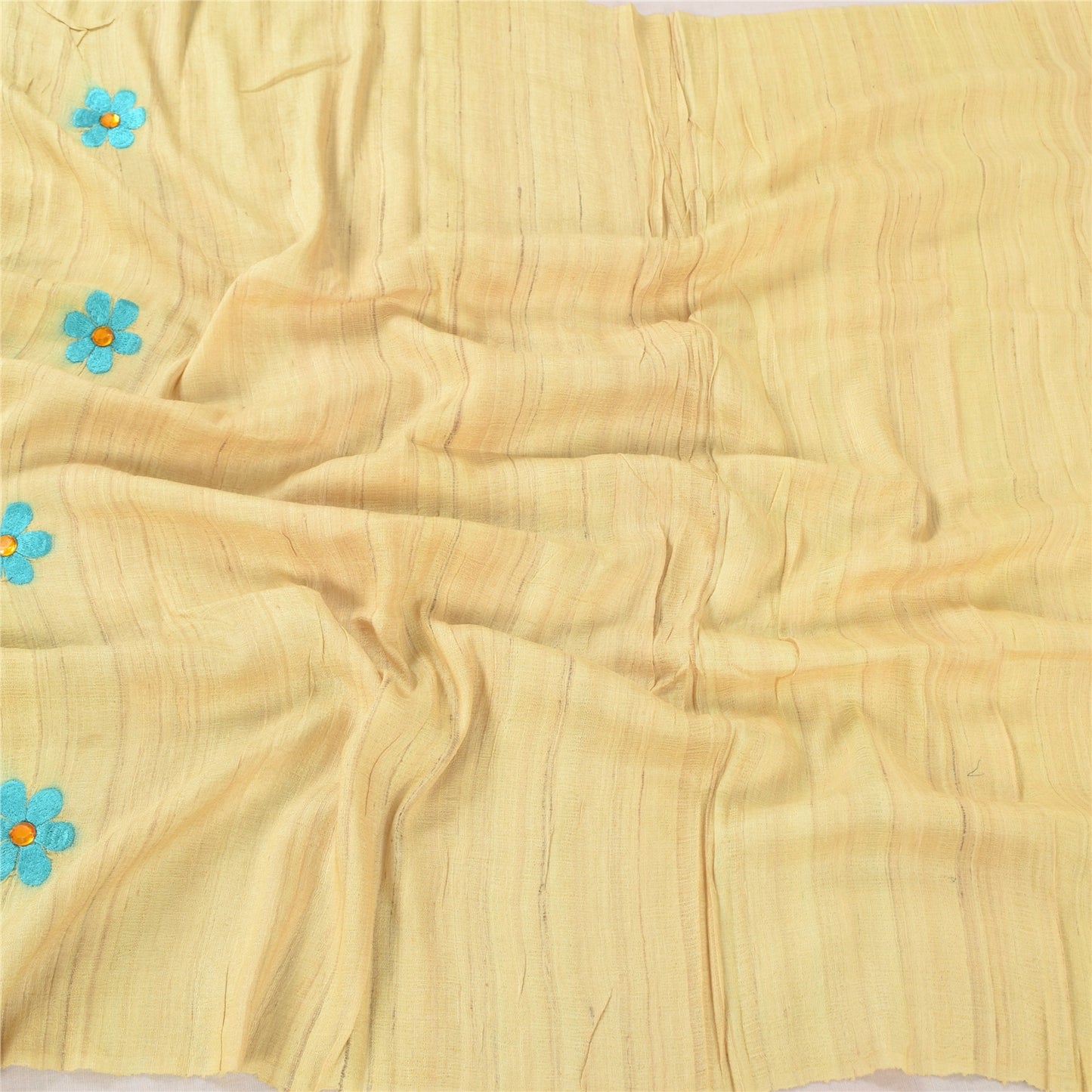 Sanskriti Vintage Green Dupatta Long Stole Pure Handloom Silk Embroidered Hijab