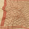 Sanskriti Vintage Dupatta Lang Stola Kunstsilke Fersken Håndperlet Vævet Slør