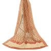 Sanskriti Vintage Dupatta Lang Stola Kunstsilke Fersken Håndperlet Vævet Slør