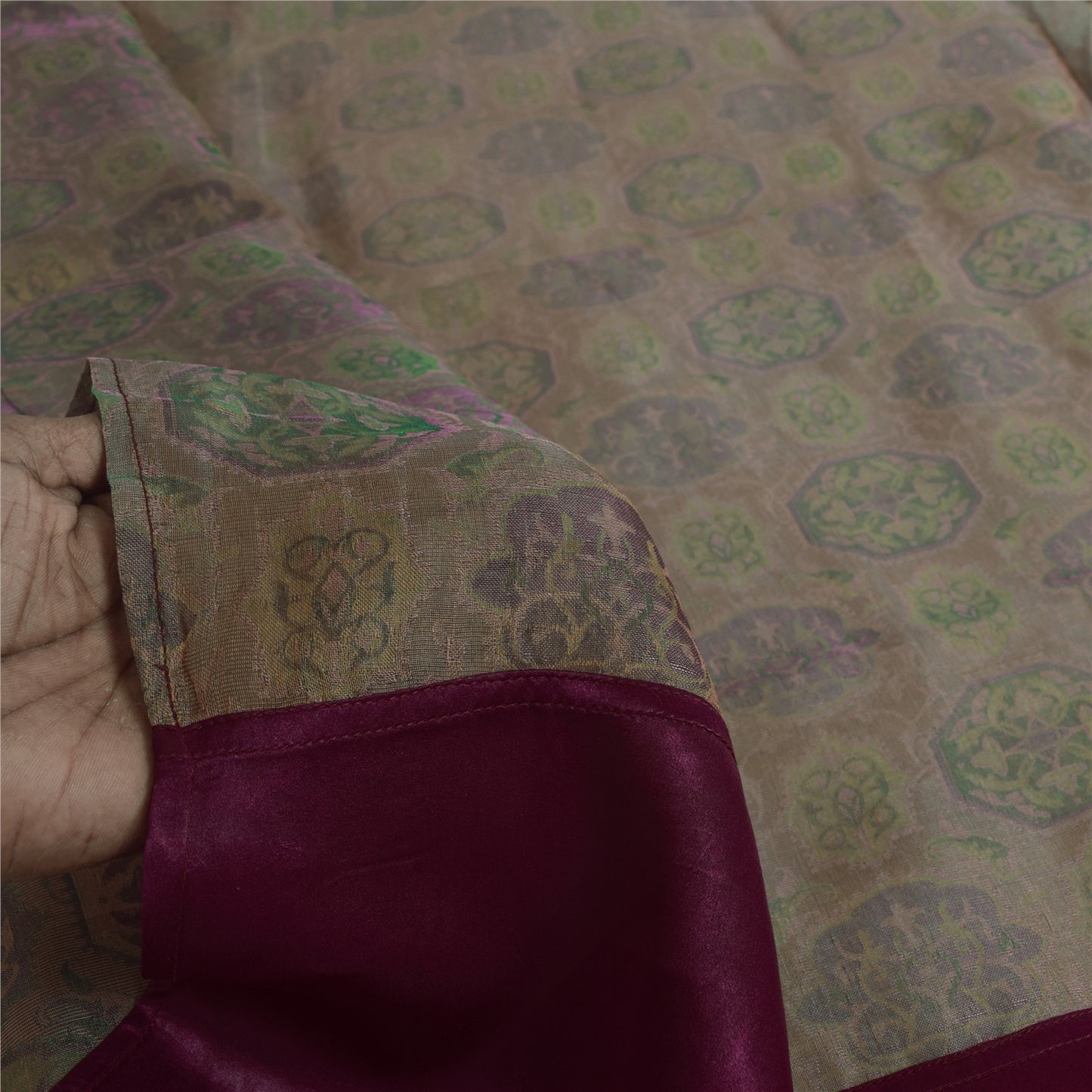 Sanskriti Vintage Dupatta Lang Stola Bomuld Lilla Håndbroderet Vævet Sjal