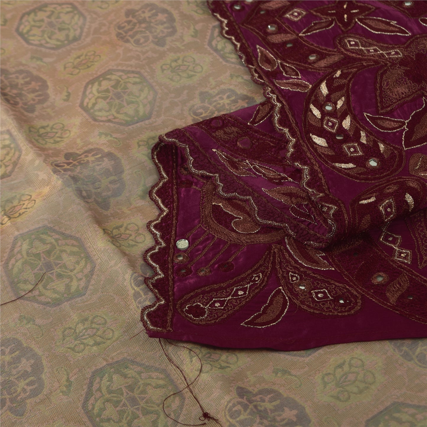 Sanskriti Vintage Dupatta Lang Stola Bomuld Lilla Håndbroderet Vævet Sjal