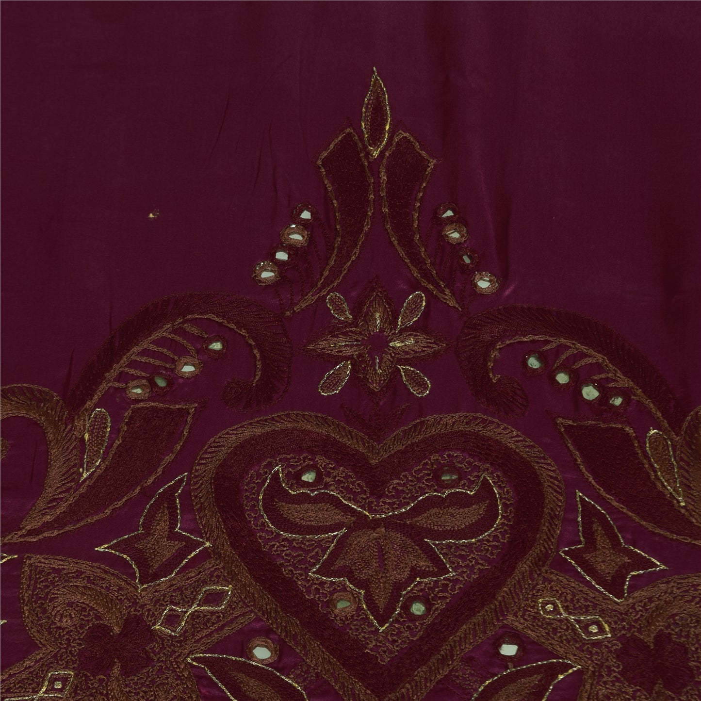 Sanskriti Vintage Dupatta Lang Stola Bomuld Lilla Håndbroderet Vævet Sjal