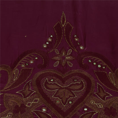 Sanskriti Vintage Dupatta Lang Stola Bomuld Lilla Håndbroderet Vævet Sjal
