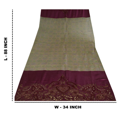 Sanskriti Vintage Dupatta Lang Stola Bomuld Lilla Håndbroderet Vævet Sjal