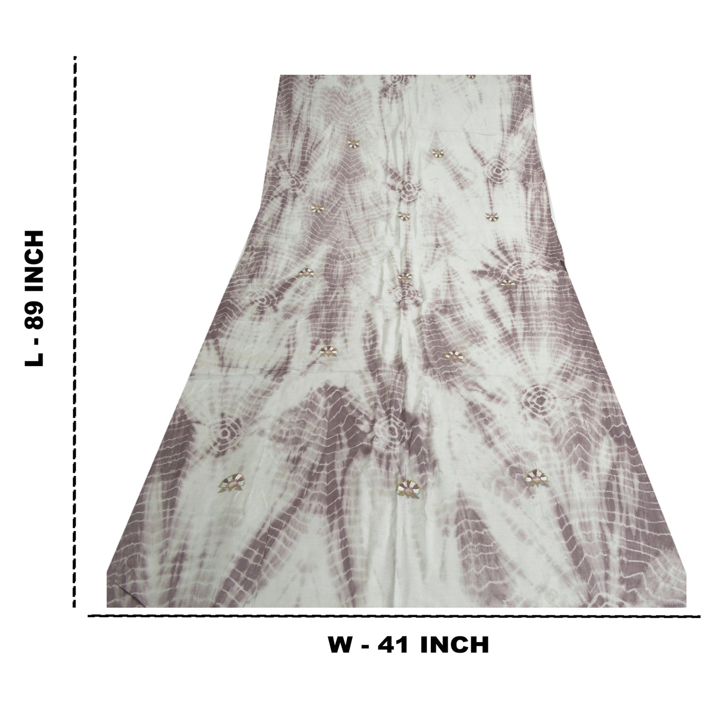 Sanskriti Vintage Dupatta Long Stole Pure Silk Grey/Brown Handmade Tie & Dye