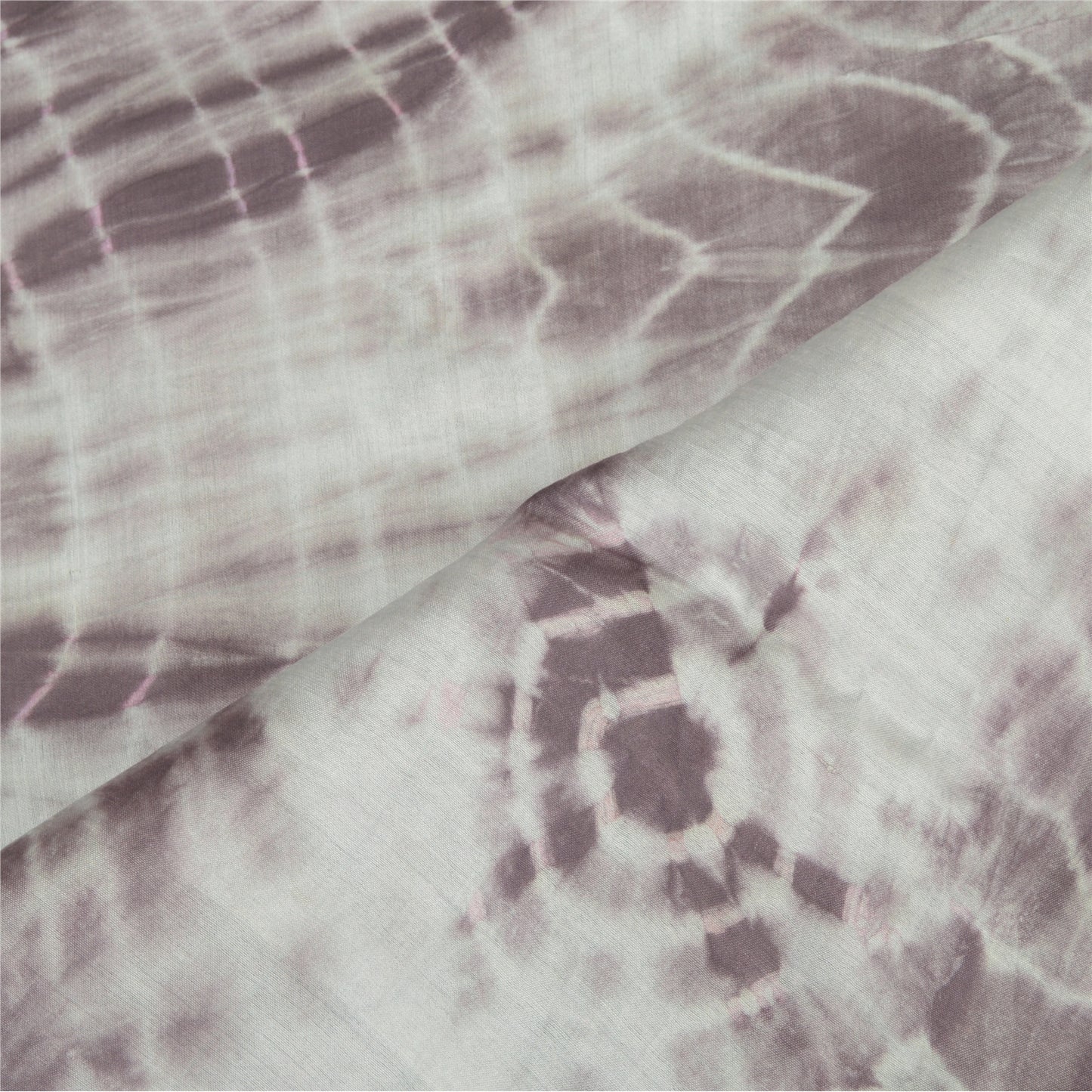 Sanskriti Vintage Dupatta Long Stole Pure Silk Grey/Brown Handmade Tie & Dye