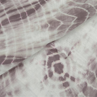 Sanskriti Vintage Dupatta Long Stole Pure Silk Grey/Brown Handmade Tie & Dye