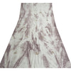 Sanskriti Vintage Dupatta Long Stole Pure Silk Grey/Brown Handmade Tie & Dye