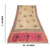 Sanskriti Vintage Dupatta Long Stole Pure Silk Cream Beaded, Hand-Block Printed