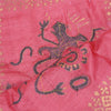 Sanskriti Vintage Dupatta Long Stole Pure Silk Cream Beaded, Hand-Block Printed
