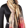 Sanskriti Vintage Dupatta Long Stole Pure Silk Cream Beaded, Hand-Block Printed