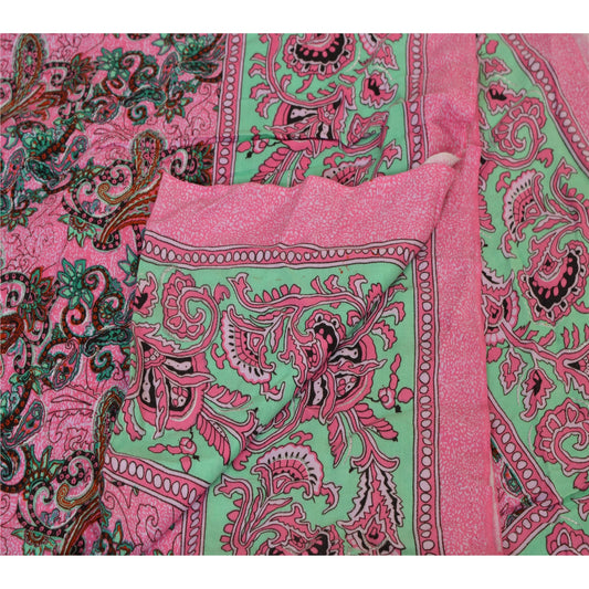 Sanskriti Vintage Digital Print Floral Cotton Dupatta Long Stole Pink Veil Wrap