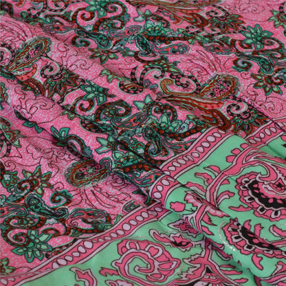 Sanskriti Vintage Digital Print Floral Cotton Dupatta Long Stole Pink Veil Wrap