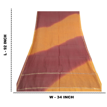 Sanskriti Vintage Dupatta Long Stole Cotton Silk Orange/Dark Red Woven Printed