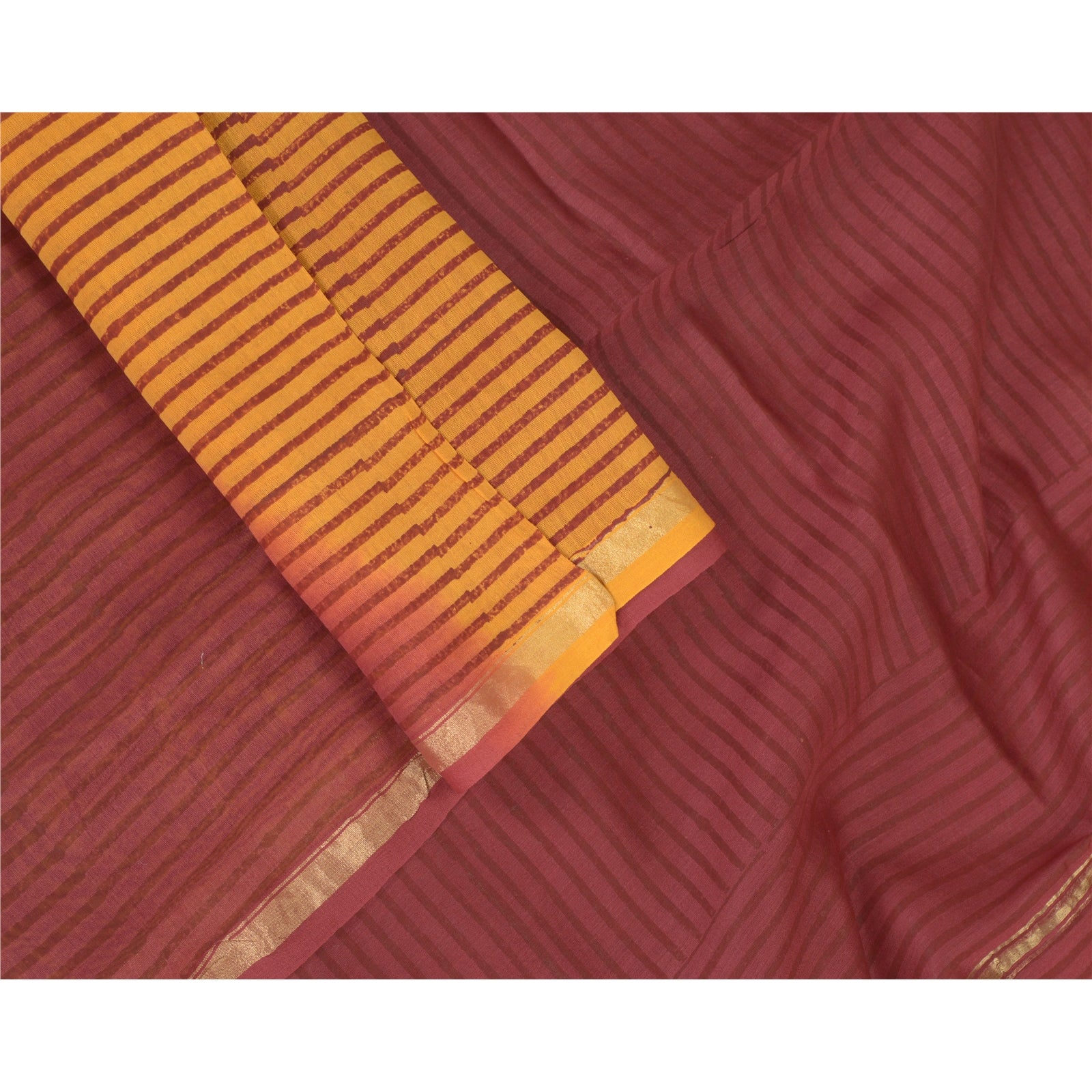 Sanskriti Vintage Dupatta Long Stole Cotton Silk Orange/Dark Red Woven Printed