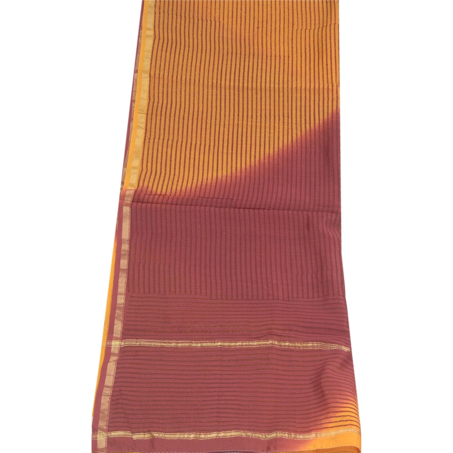 Sanskriti Vintage Dupatta Long Stole Cotton Silk Orange/Dark Red Woven Printed