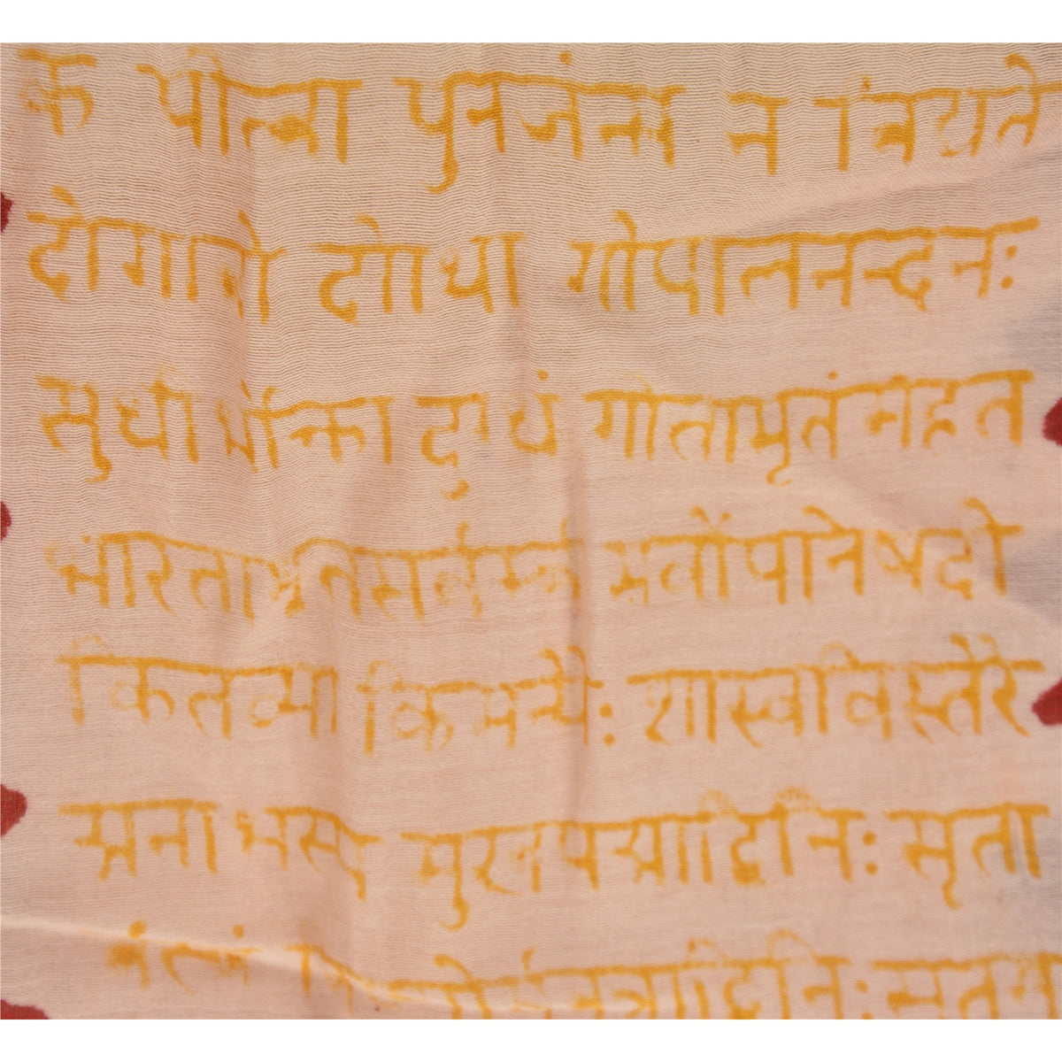 Sanskriti Vintage Hand Block Printed Pure Chanderi Silk Dupatta/Stole Cream Veil