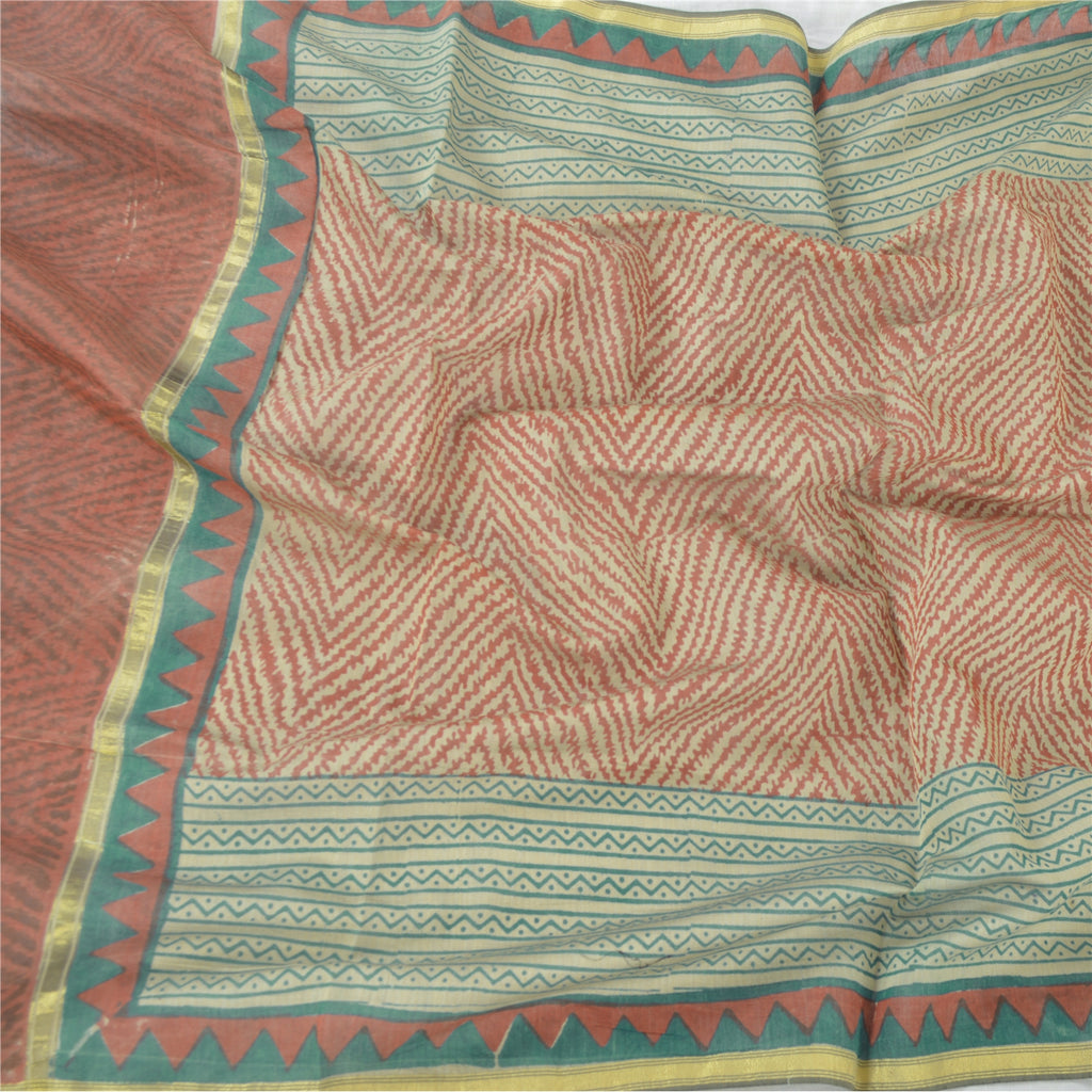 Sanskriti Vintage Dupatta Long Stole Pure Chanderi Silk Hand Block Printed Wrap Hijab