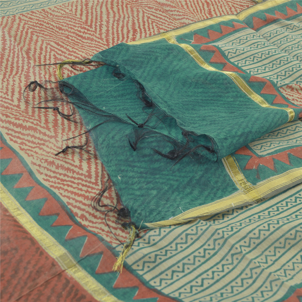 Sanskriti Vintage Dupatta Long Stole Pure Chanderi Silk Hand Block Printed Wrap Hijab