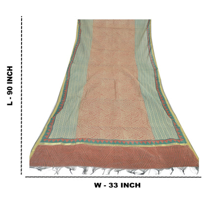 Sanskriti Vintage Dupatta Long Stole Pure Chanderi Silk Hand Block Printed Hijab