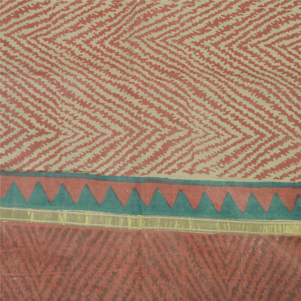 Sanskriti Vintage Dupatta Long Stole Pure Chanderi Silk Hand Block Printed Hijab