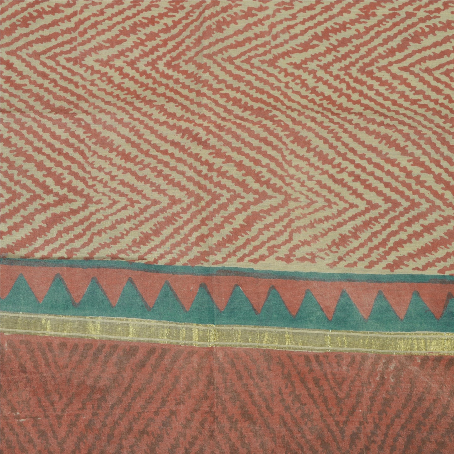 Sanskriti Vintage Dupatta Long Stole Pure Chanderi Silk Block Printed Wrap Hijab