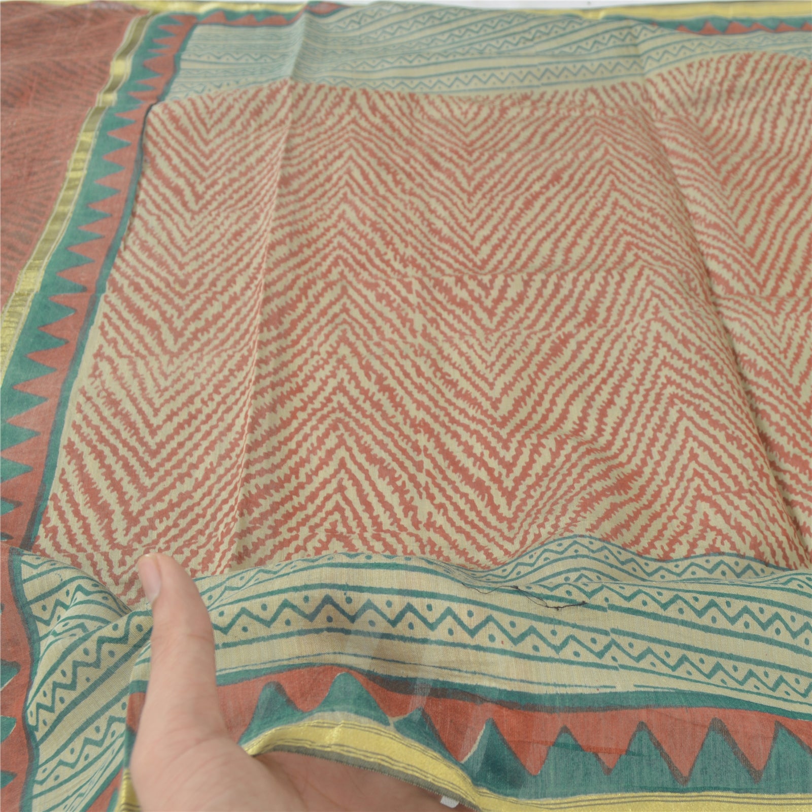 Sanskriti Vintage Dupatta Long Stole Pure Chanderi Silk Hand Block Printed Hijab