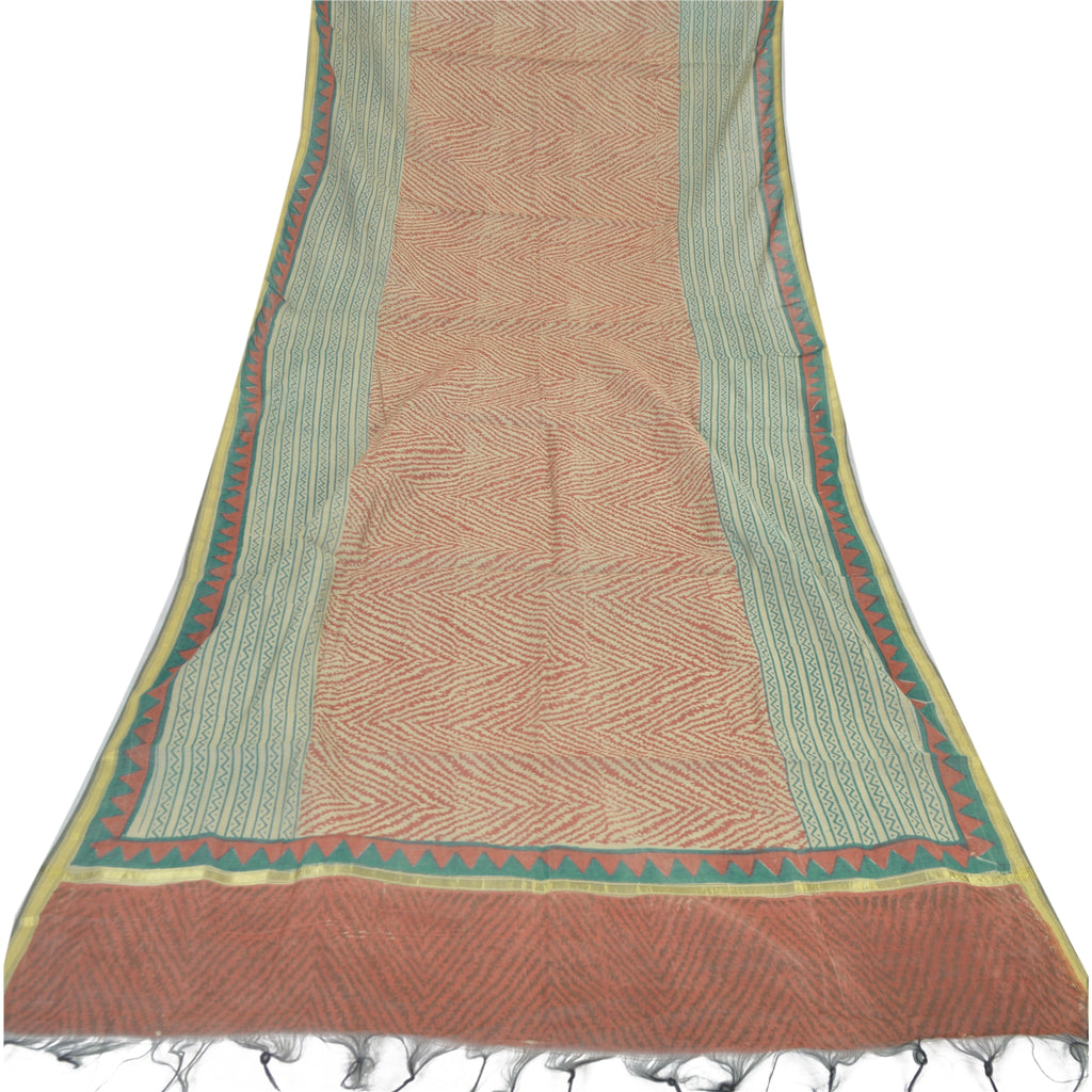 Sanskriti Vintage Dupatta Long Stole Pure Chanderi Silk Hand Block Printed Hijab