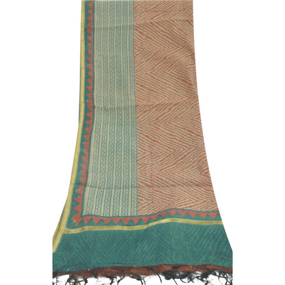 Sanskriti Vintage Dupatta Long Stole Pure Chanderi Silk Hand Block Printed Hijab