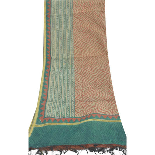 Sanskriti Vintage Dupatta Long Stole Pure Chanderi Silk Block Printed Wrap Hijab