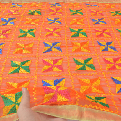 Sanskriti Vintage Dupatta Long Stole Chiffon Embroidered Bagh Phulkari Scarves