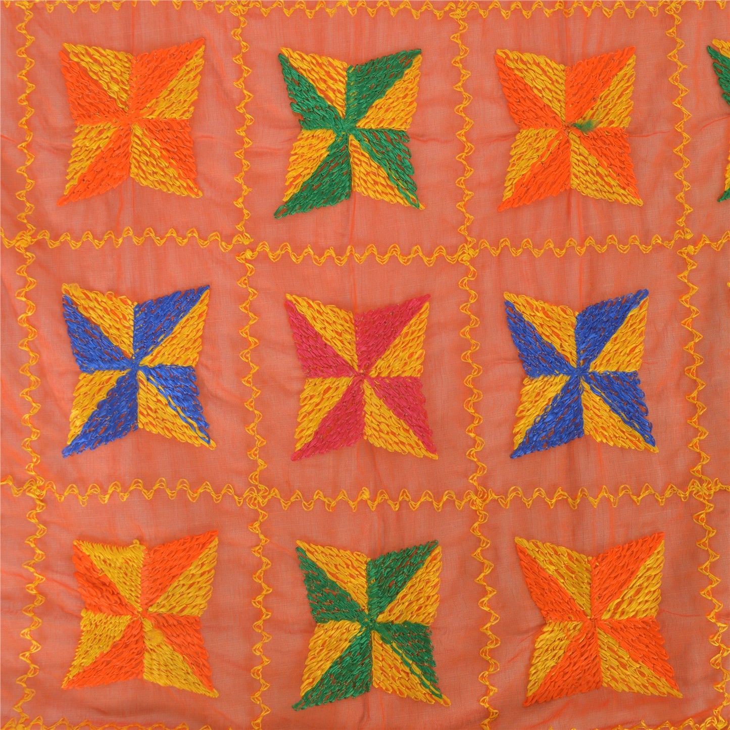 Sanskriti Vintage Dupatta Long Stole Chiffon Embroidered Bagh Phulkari Scarves