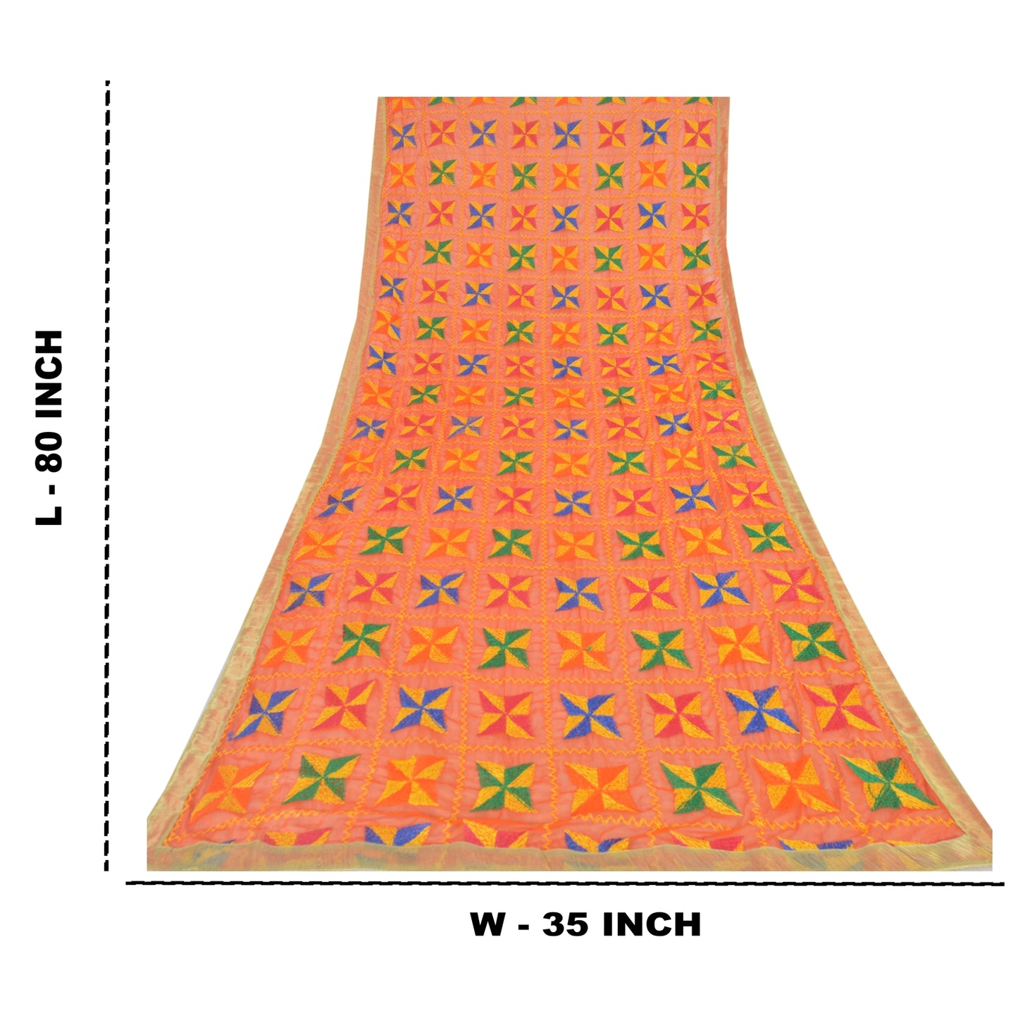 Sanskriti Vintage Dupatta Long Stole Chiffon Embroidered Bagh Phulkari Scarves