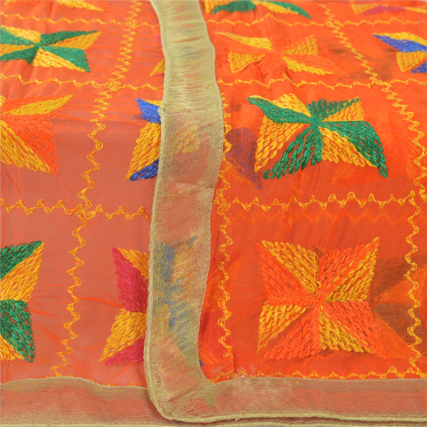 Sanskriti Vintage Dupatta Long Stole Chiffon Embroidered Bagh Phulkari Scarves