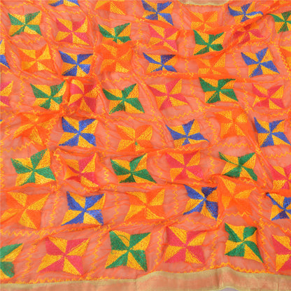 Sanskriti Vintage Dupatta Long Stole Chiffon Embroidered Bagh Phulkari Scarves