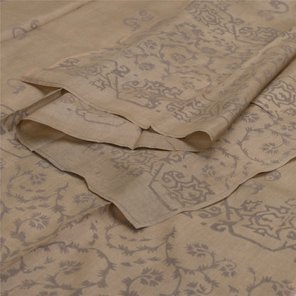 Sanskriti Vintage Dupatta Long Stole Pure Silk Olive Green Veil Paint Wrap Veil